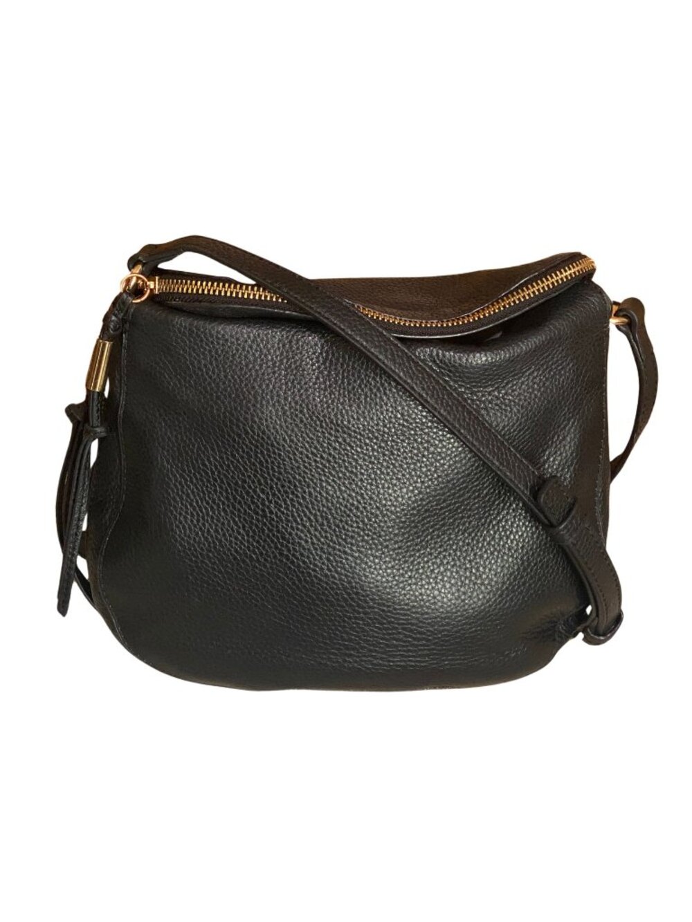 Vince Camuto Black Pebbled Leather Crossbody Bag Medium Gold Hardware